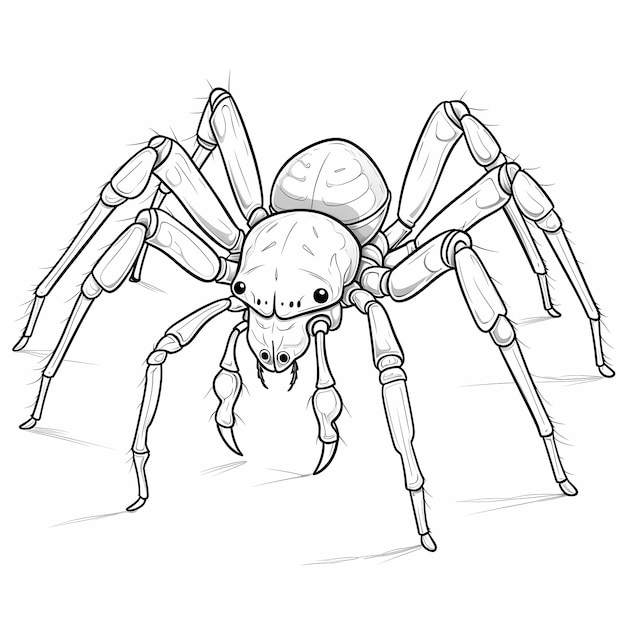 Premium ai image clean and crisp simple outline coloring page of a full body spider for kids