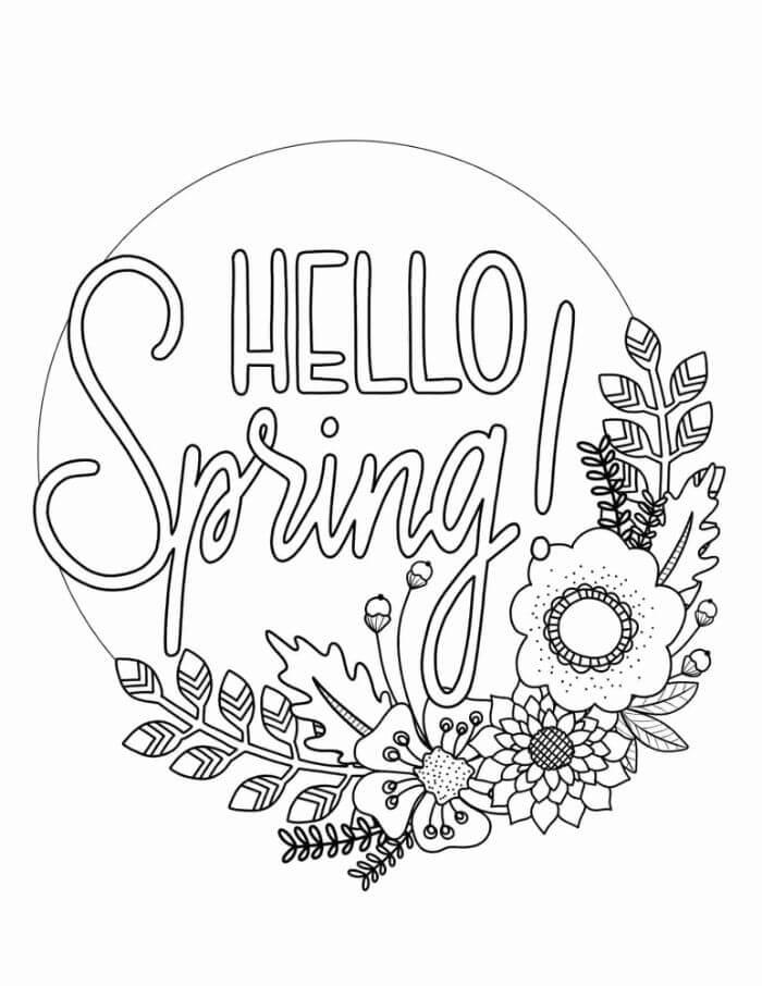 Basic hello spring coloring page