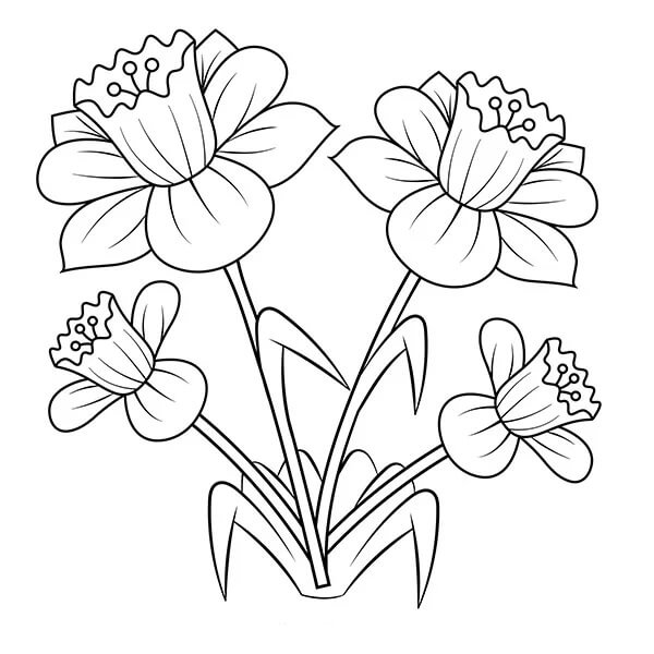 Basic flowers in spring coloring page