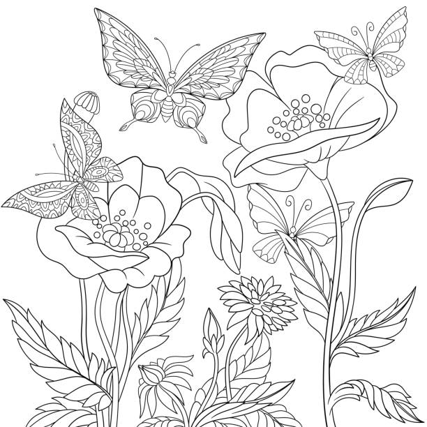 Spring flowers coloring pages stock photos pictures royalty
