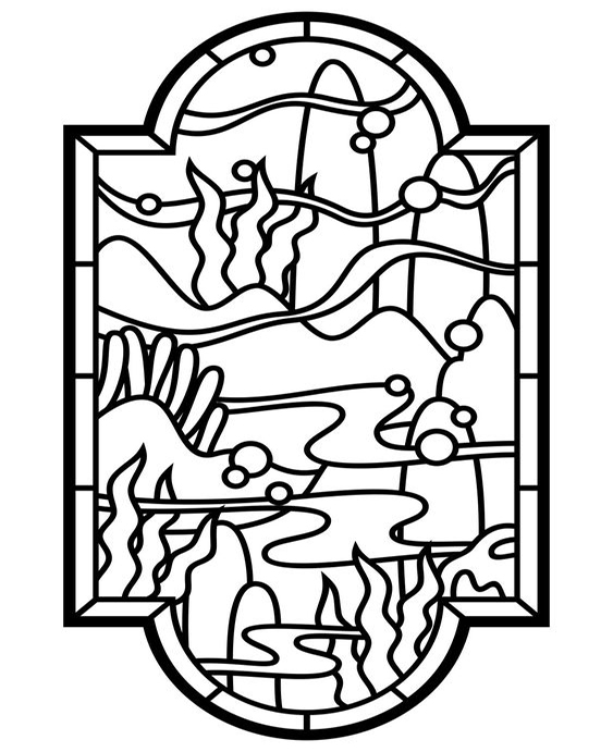 Free easy to print stained glass coloring pages