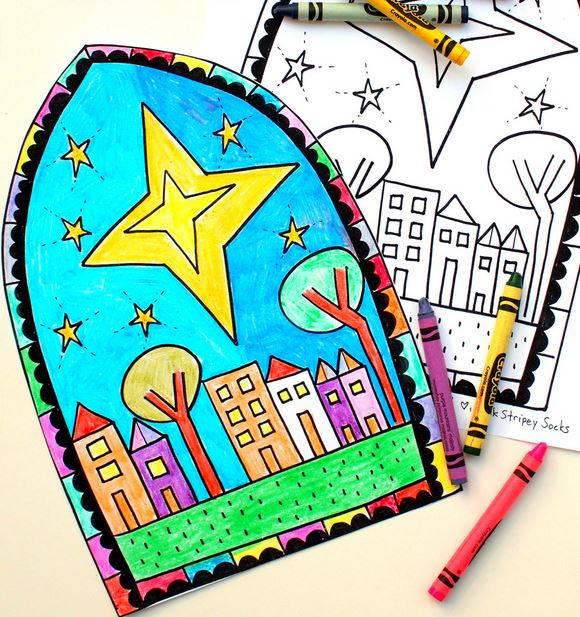 Faux stained glass coloring pages