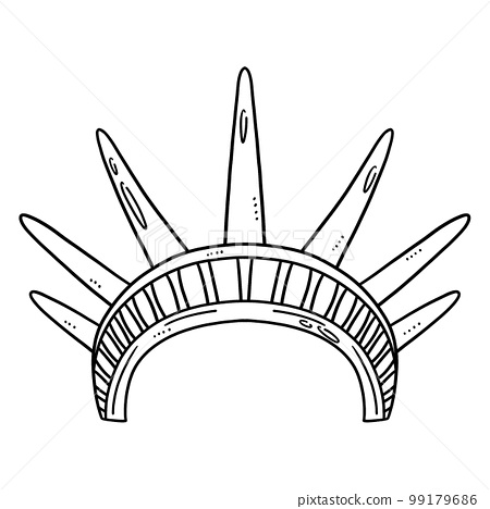 Statue of liberty crown isolated coloring page