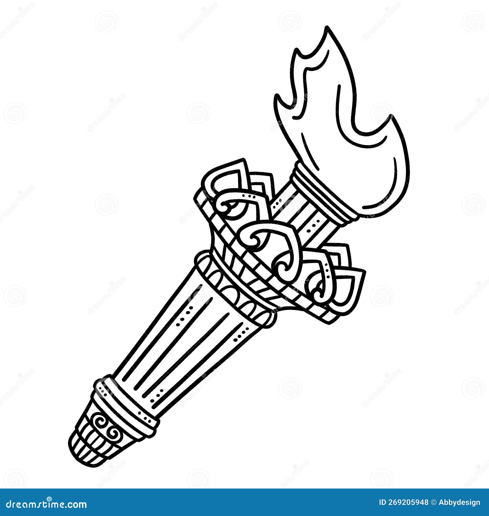 Statue of liberty torch isolated coloring page stock vector