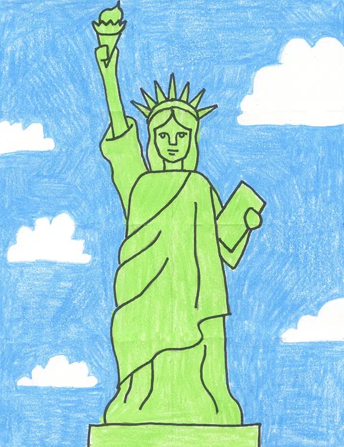 How to draw the statue of liberty tutorial video and coloring page