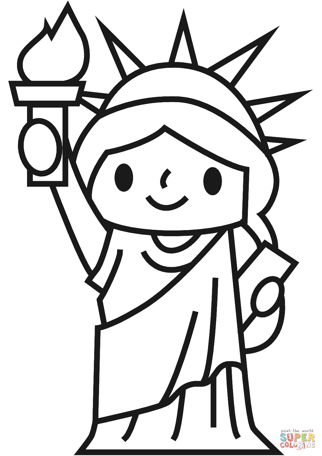 Simple statue of liberty coloring page free printable coloring pages