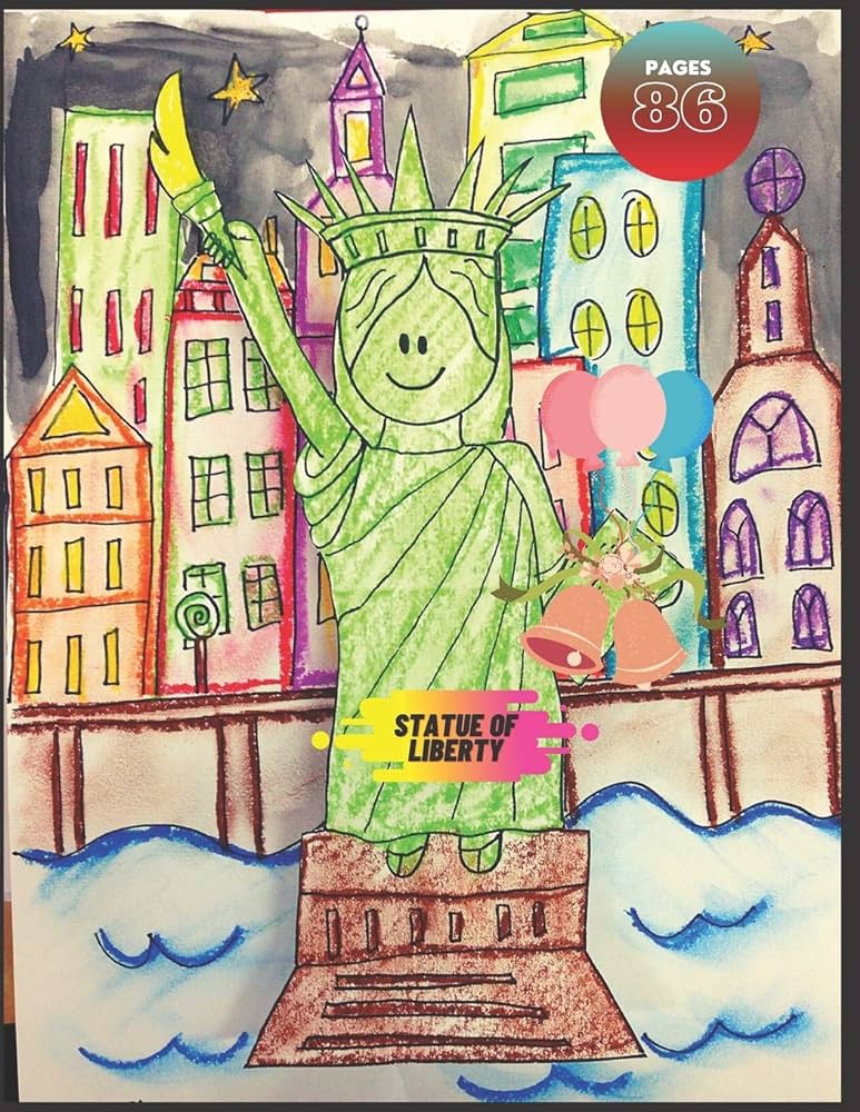 Statue of liberty coloring book for kids with fun easy and relaxing coloring majido books