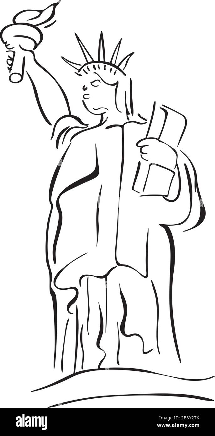 Liberty statue drawing black and white stock photos images