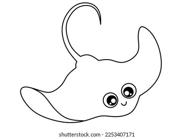 Cartoon stingray outline picture coloring book stock vector royalty free
