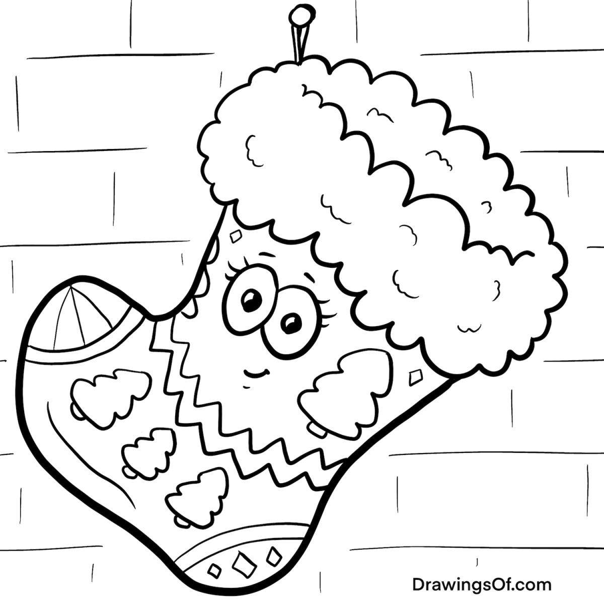 Christmas stocking drawing easy cute cartoons
