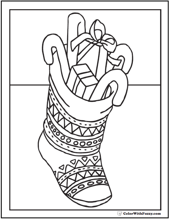Christmas stocking and candy coloring sheet