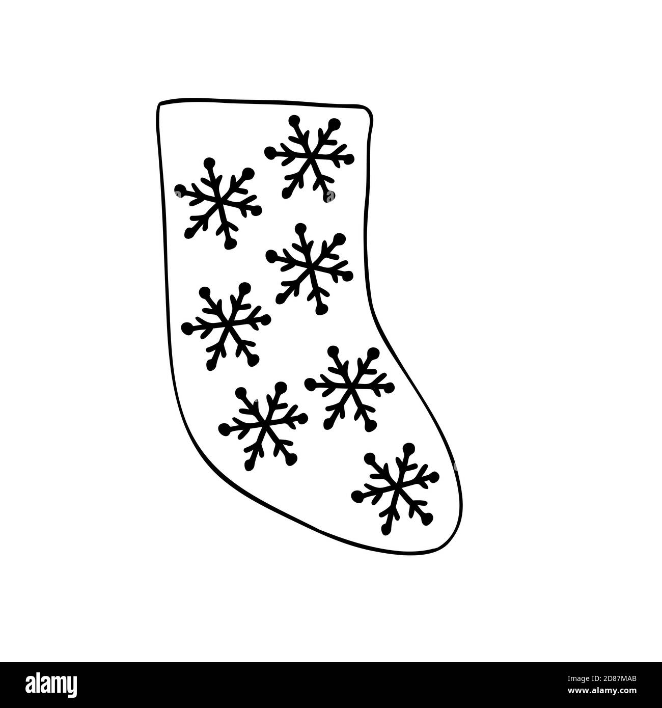 Christmas stocking simple hand drawn in doodle style vector outline illustration for coloring page greeting cards family gatherings winter holidays design wintertime festive period celebration stock vector image art