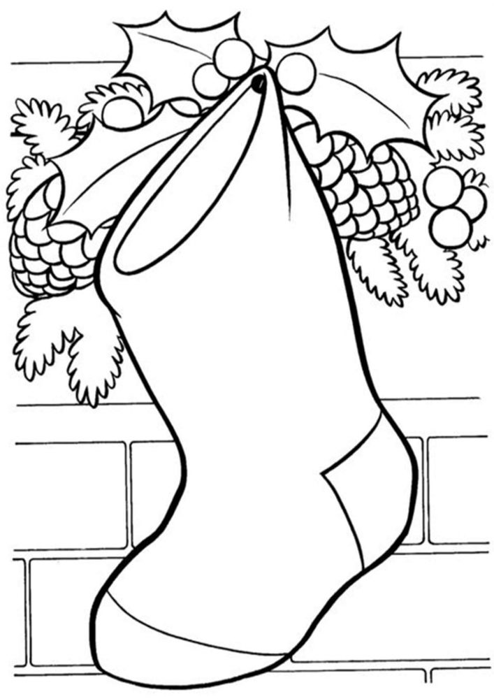 Christmas stocking coloring pages for kids