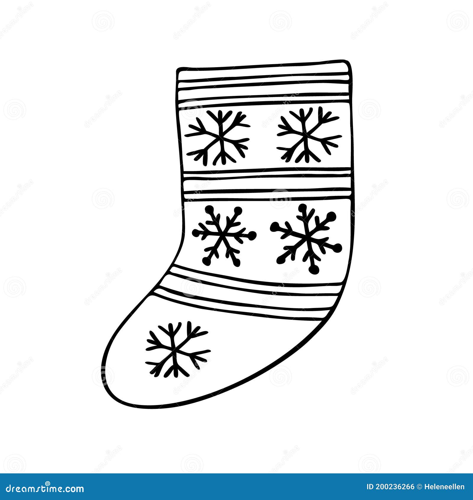 Christmas stocking simple hand drawn in doodle style vector outline illustration for coloring page greeting cards family gatheri stock vector