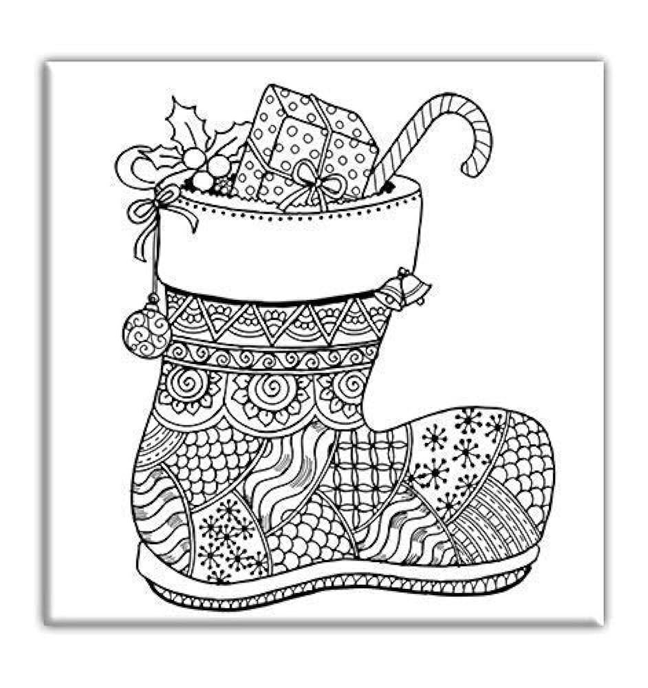 Christmas stocking coloring canvas for adults stretched primed canvas x inches handmade products