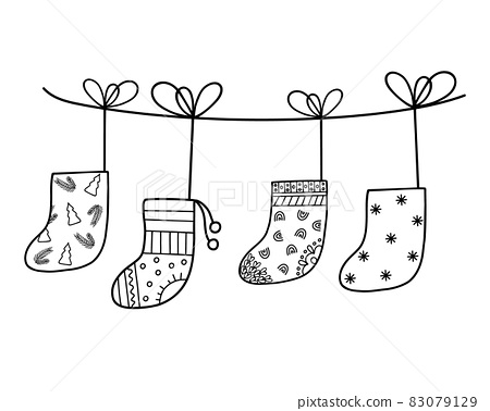 Christmas stocking for gifts simple hand drawn