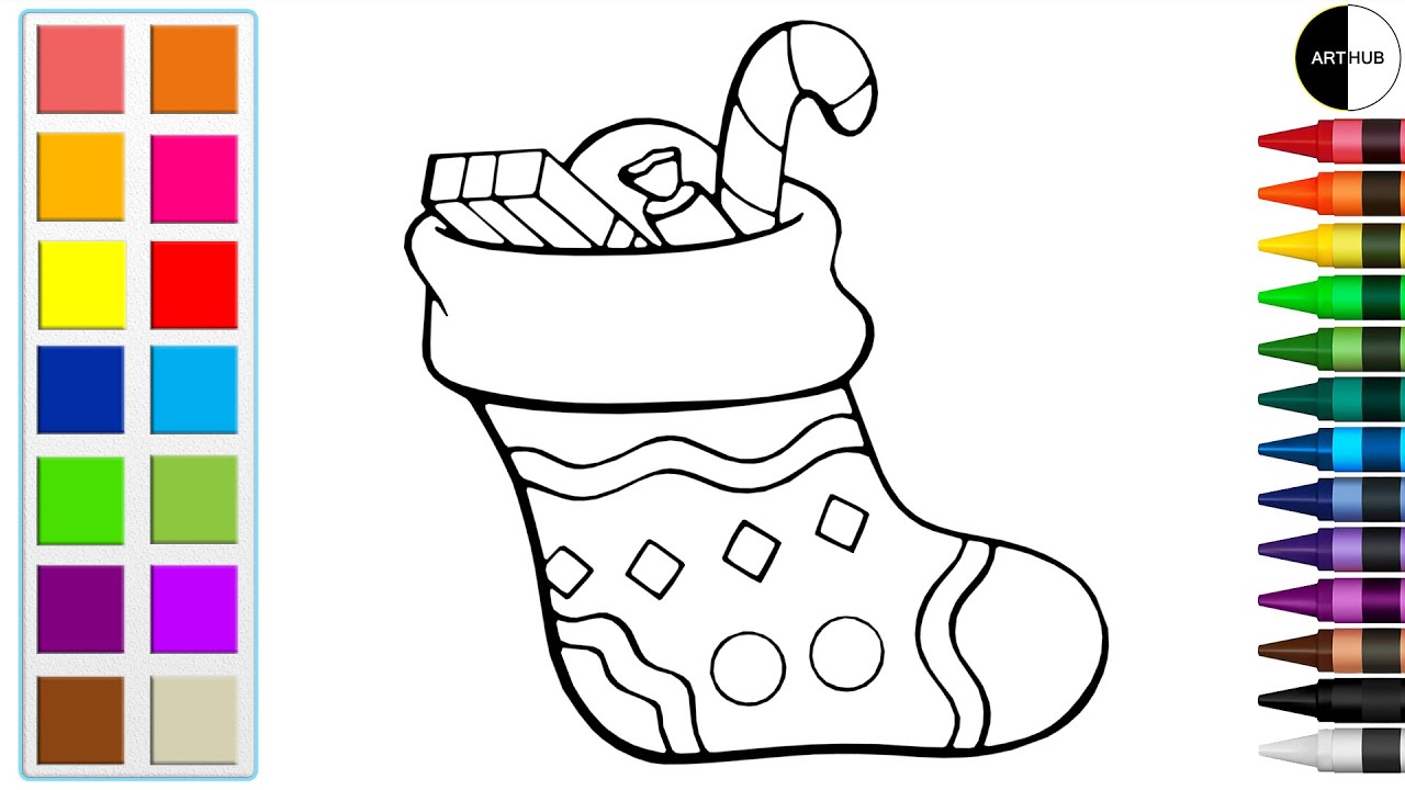 How to draw christmas socks coloring pages christmas decoration