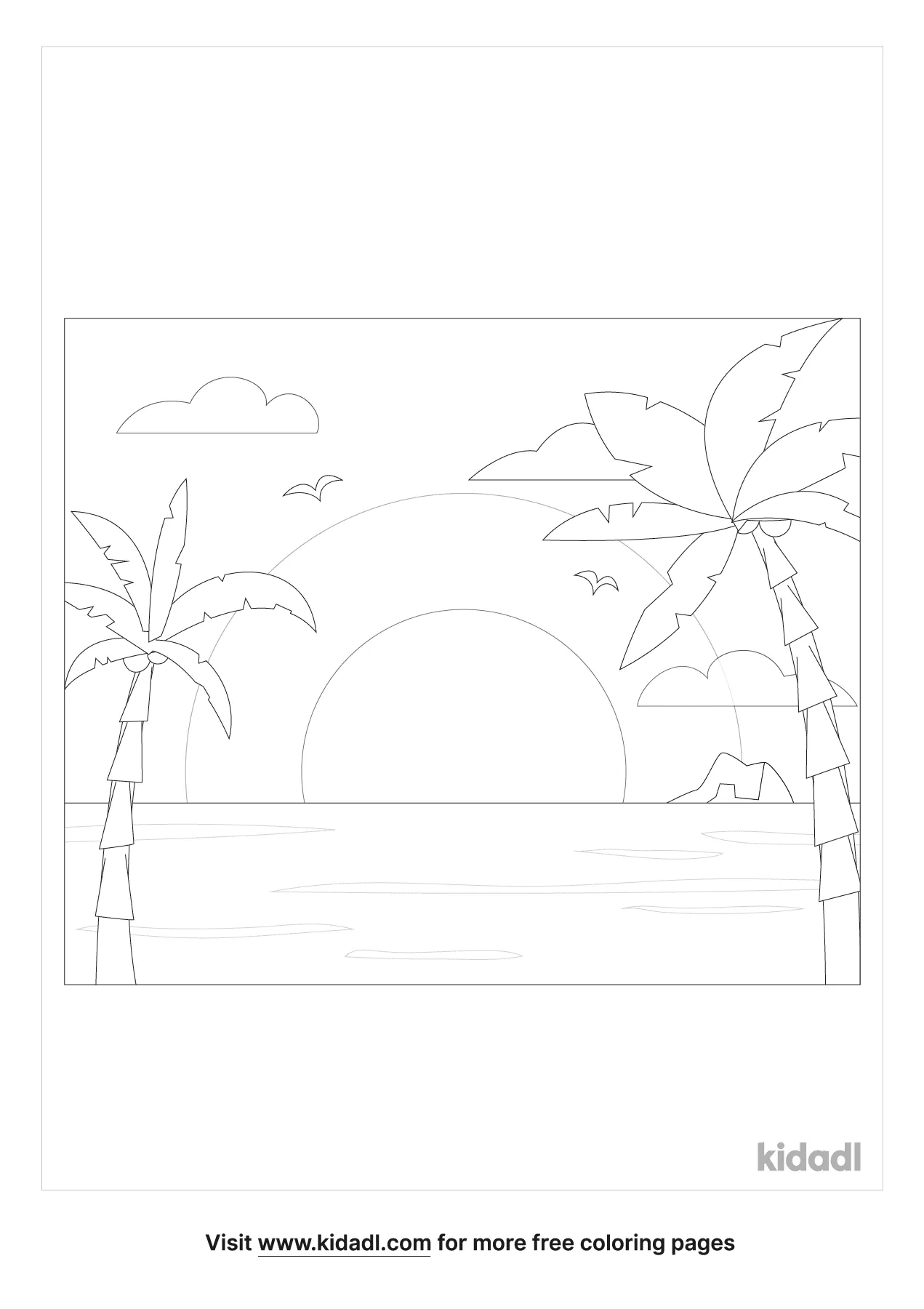 Free simple sunset coloring page coloring page printables