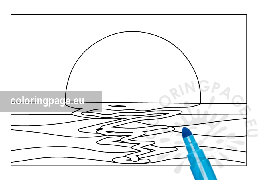 Simple sunset coloring page