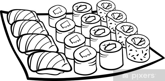 Sticker shi lunch cartoon coloring page