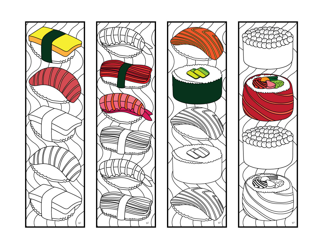 Sushi coloring pages