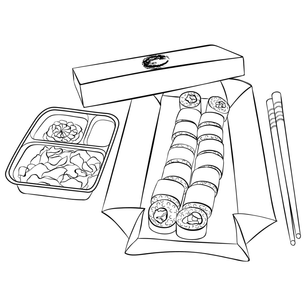 Free sushi coloring pages for download printable pdf
