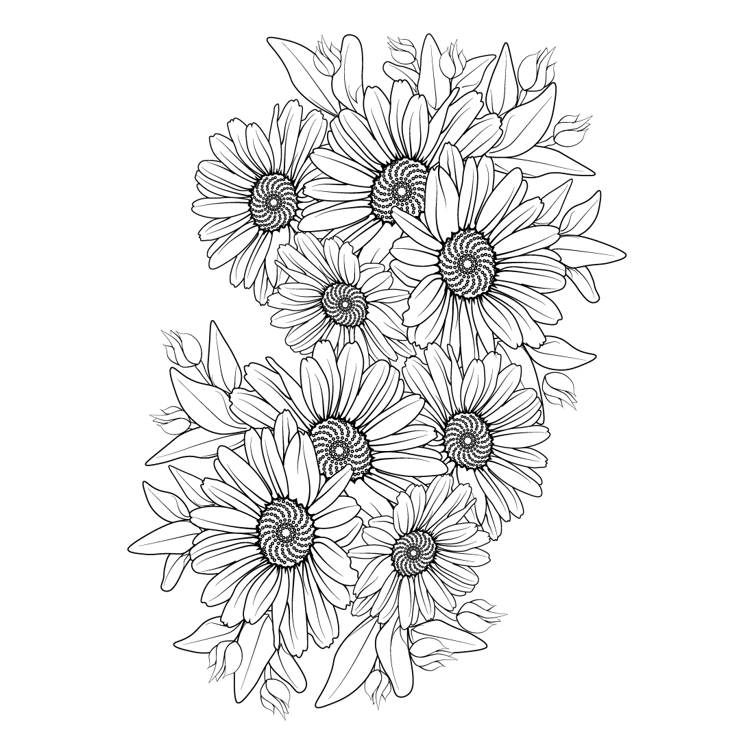 Daisy flower coloring pages daisy flower bouquet tattoo small daisy tattoo