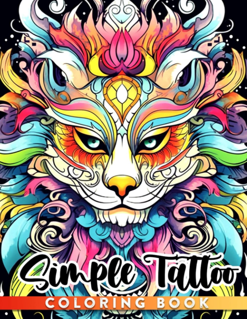 Simple tattoo coloring book stress