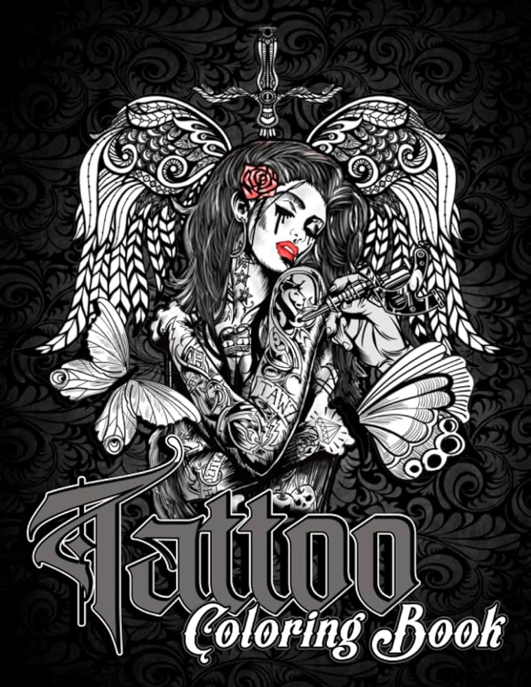 Tattoo coloring book for girls wonderful colouring pages with amazing modern and simple tattoo art designs for adults women relaxation with for stress relief and mindfulness styles chic