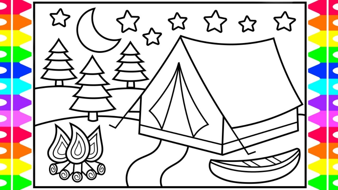 How to draw a caping tent for kids ððâï caping tent drawing caping tent coloring pages