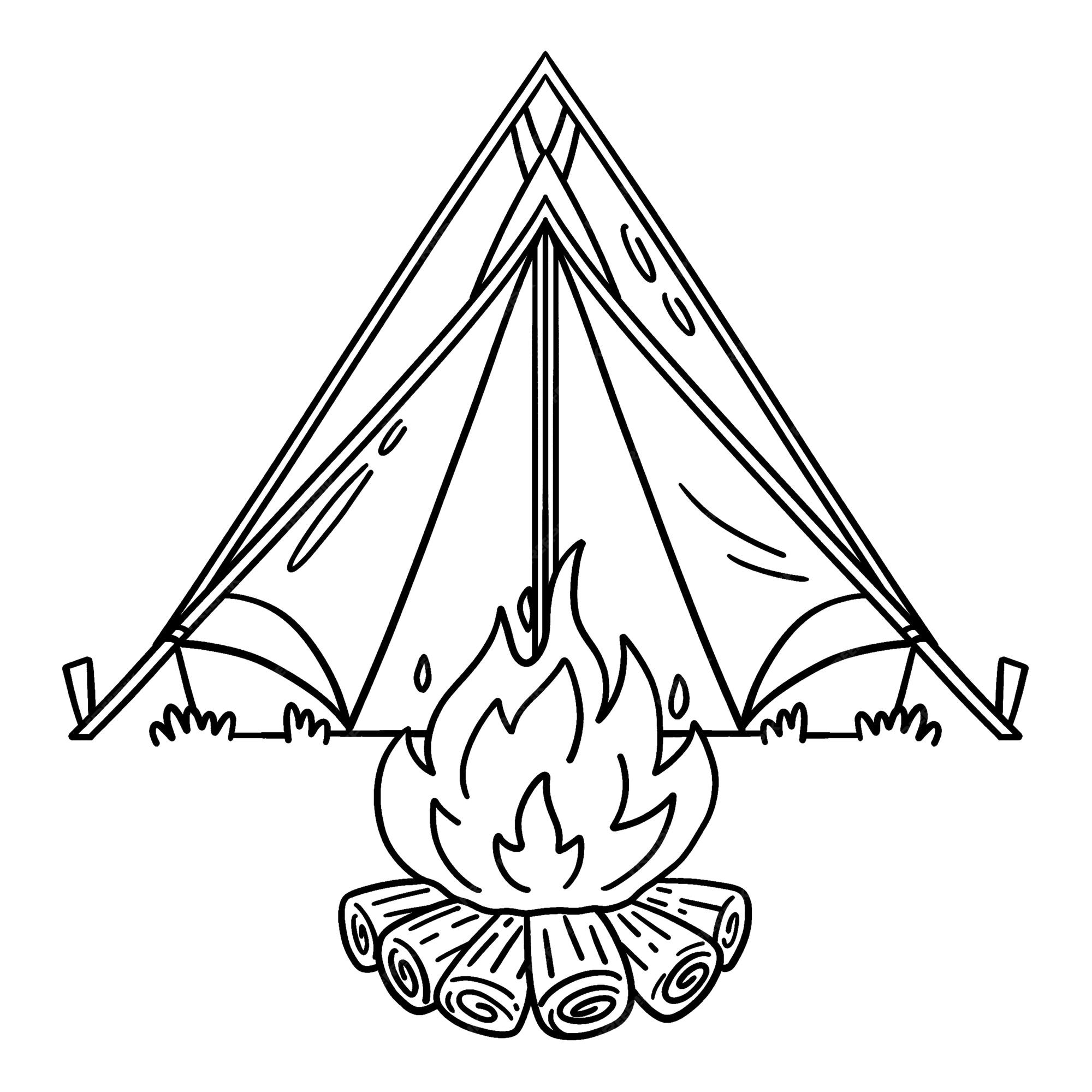 Premium vector a cute and funny coloring page of a camping tent provides hours of coloring fun for children to color this page is very easy suitable for little kids and