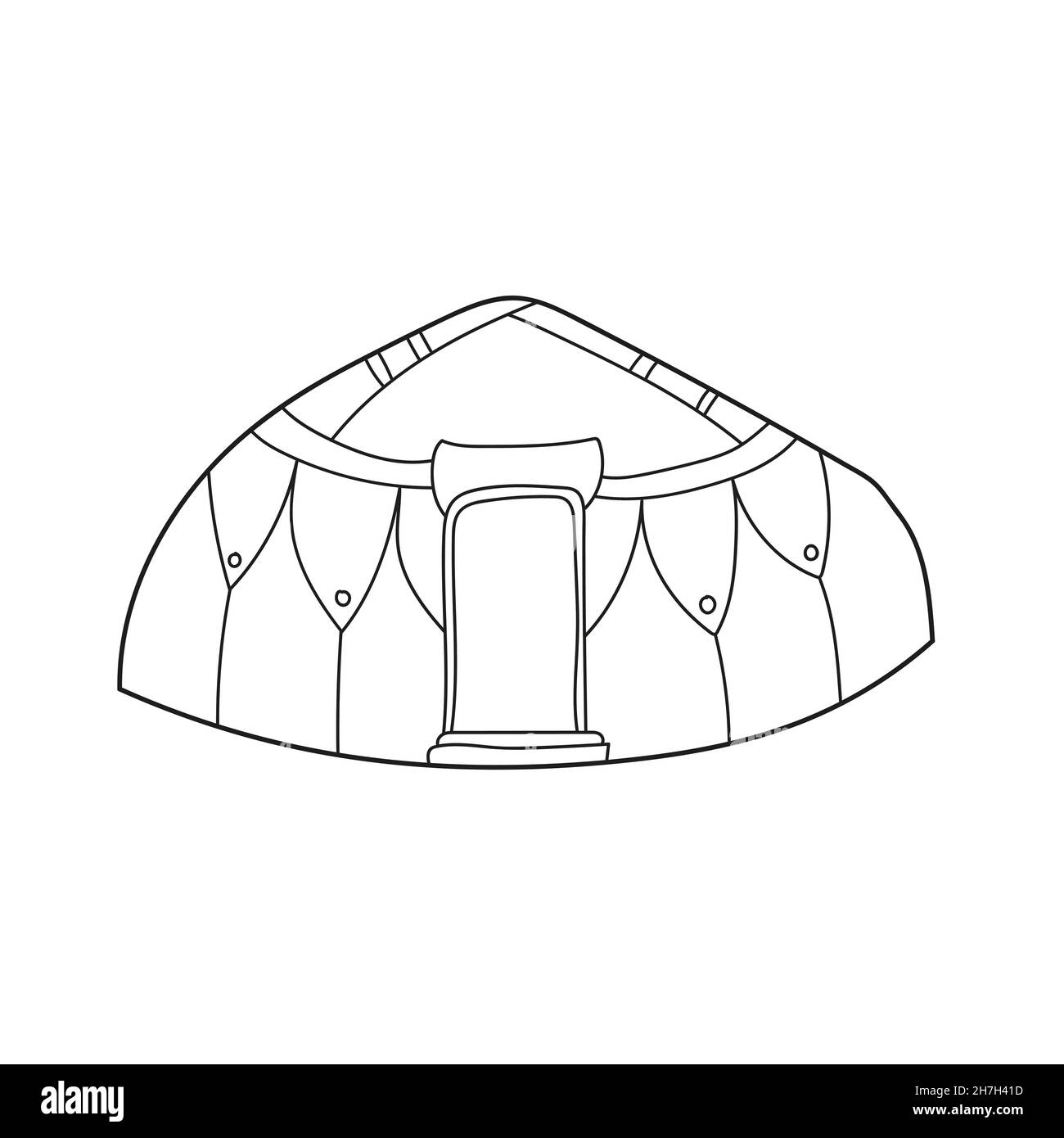 Simple coloring page yurt of nomads coloring book page for children black outline isolated on white stock vector image art