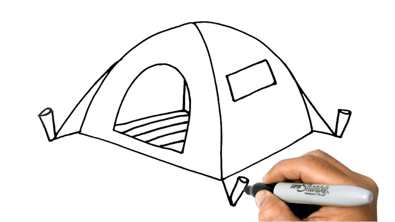 How to draw a tent easy step by step