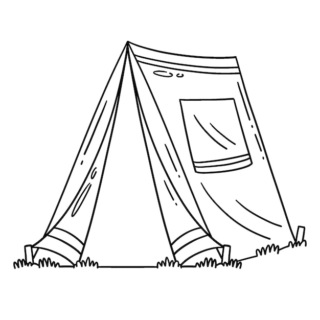 Premium vector a cute and funny coloring page of a camping tent provides hours of coloring fun for children to color this page is very easy suitable for little kids and