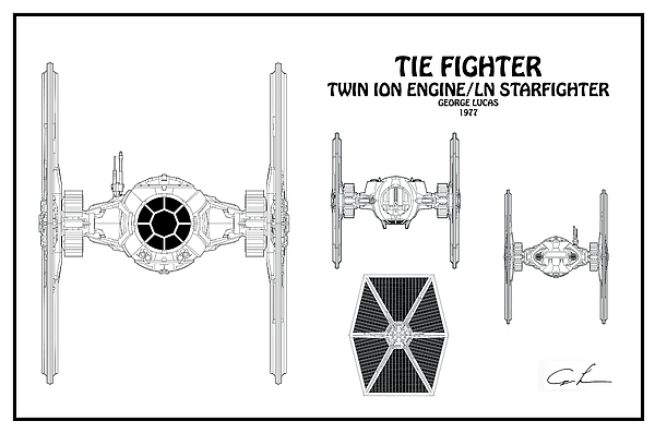Diagram illustration for the tie fighter from star wars jigsaw puzzle by stockphotosart