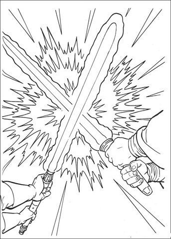 Lightsaber duel coloring page free printable coloring pages