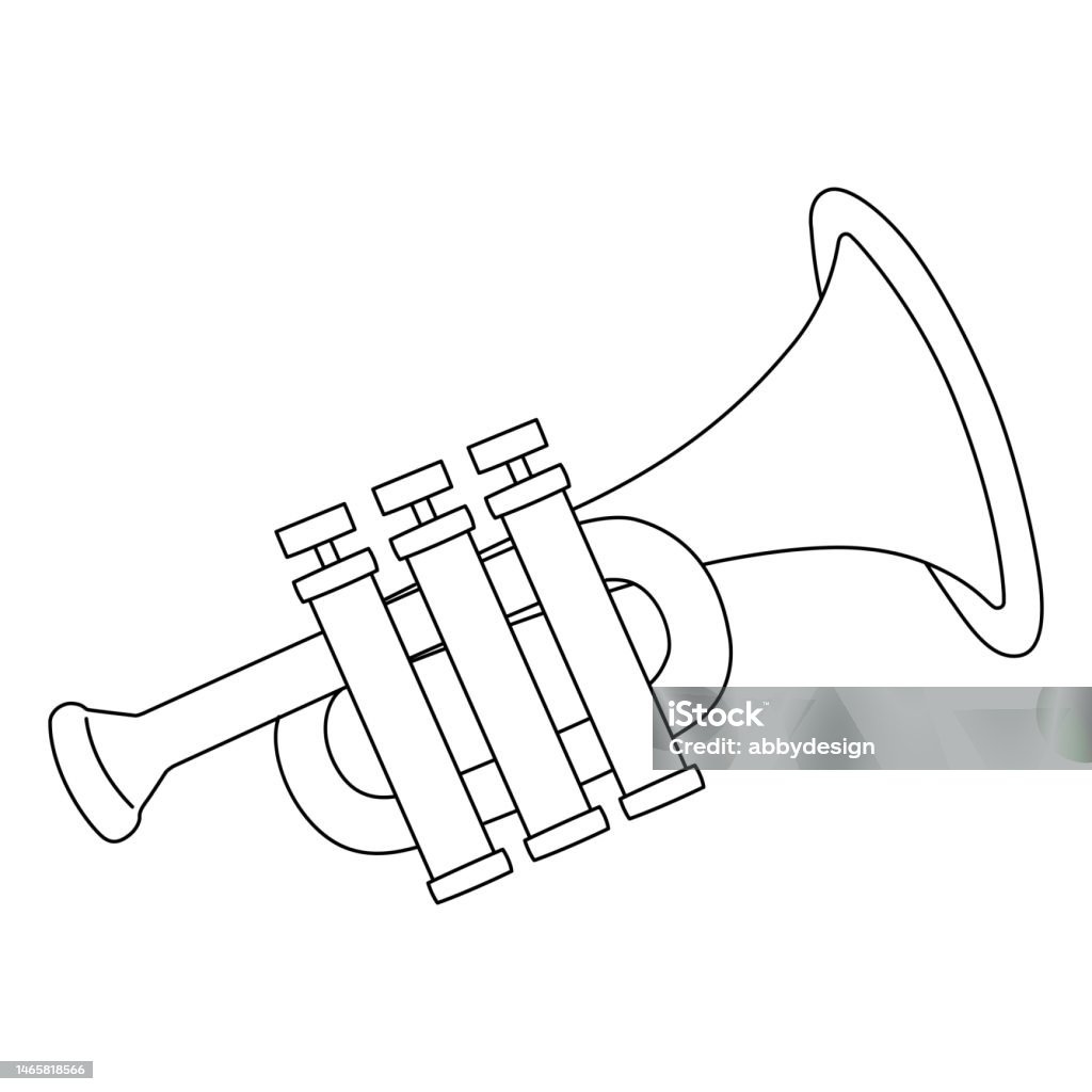 Mardi gras trumpet isolated coloring page for kids stock illustration