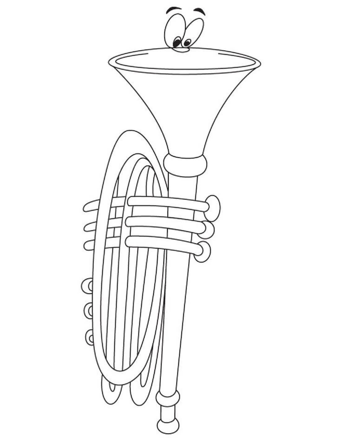 Cartoon trumpet coloring page