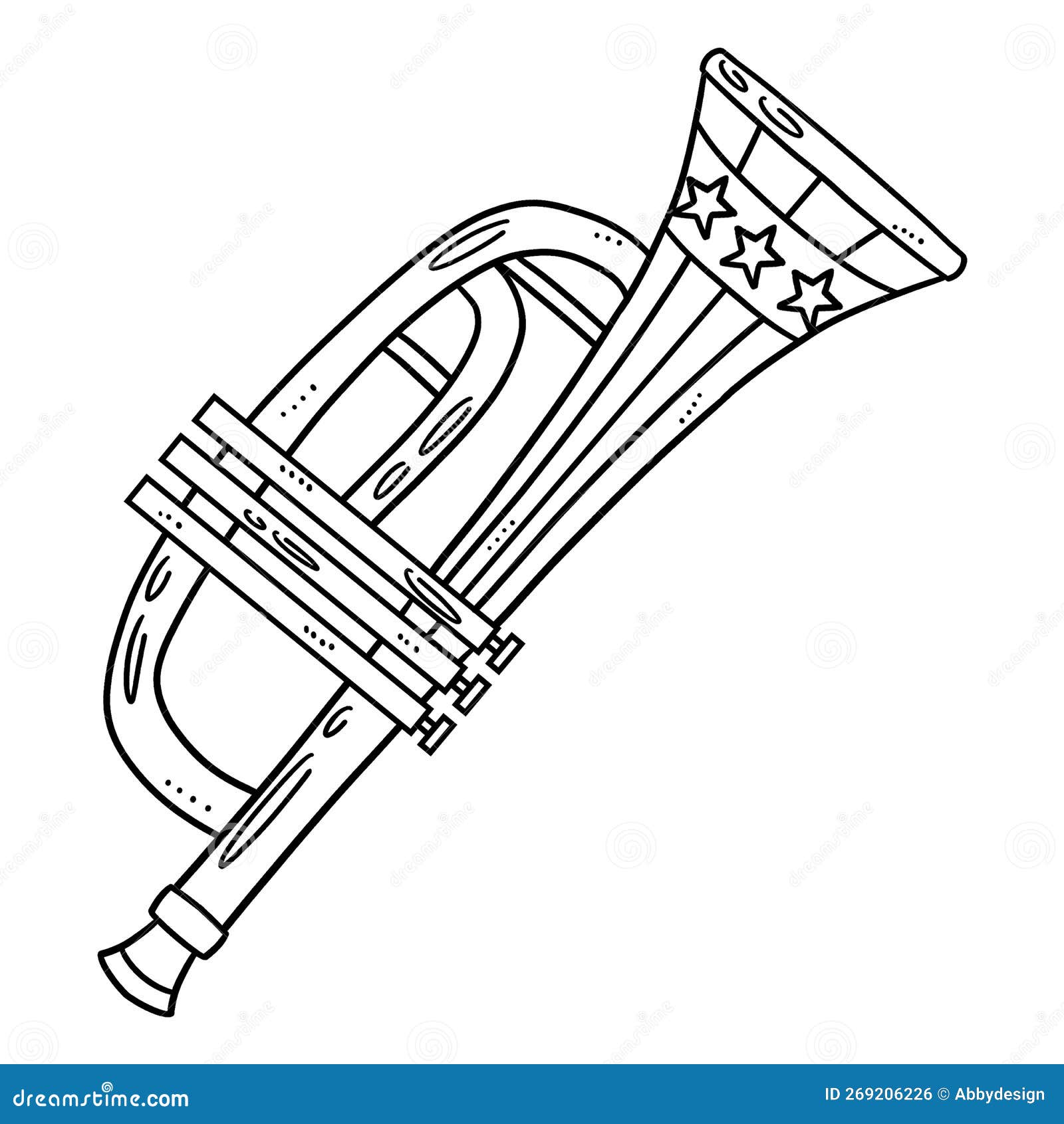 Trumpet isolated coloring page for kids stock vector