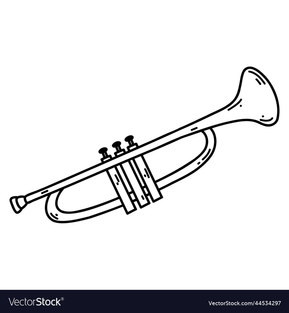 Doodle trumpet pipe sketch of musical instrument vector image