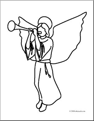 Clip art religious angel with trumpet coloring page i