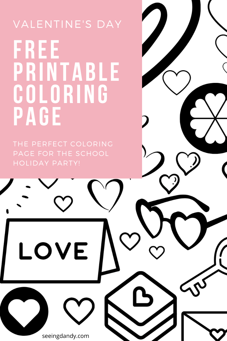 Valentine coloring page perfect for school parties