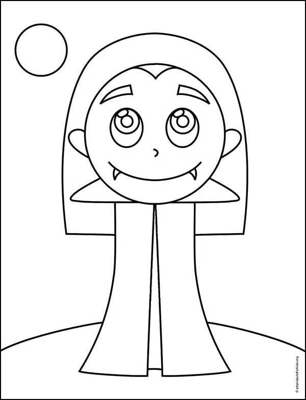 Easy how to draw a vampire tutorial and vampire coloring page