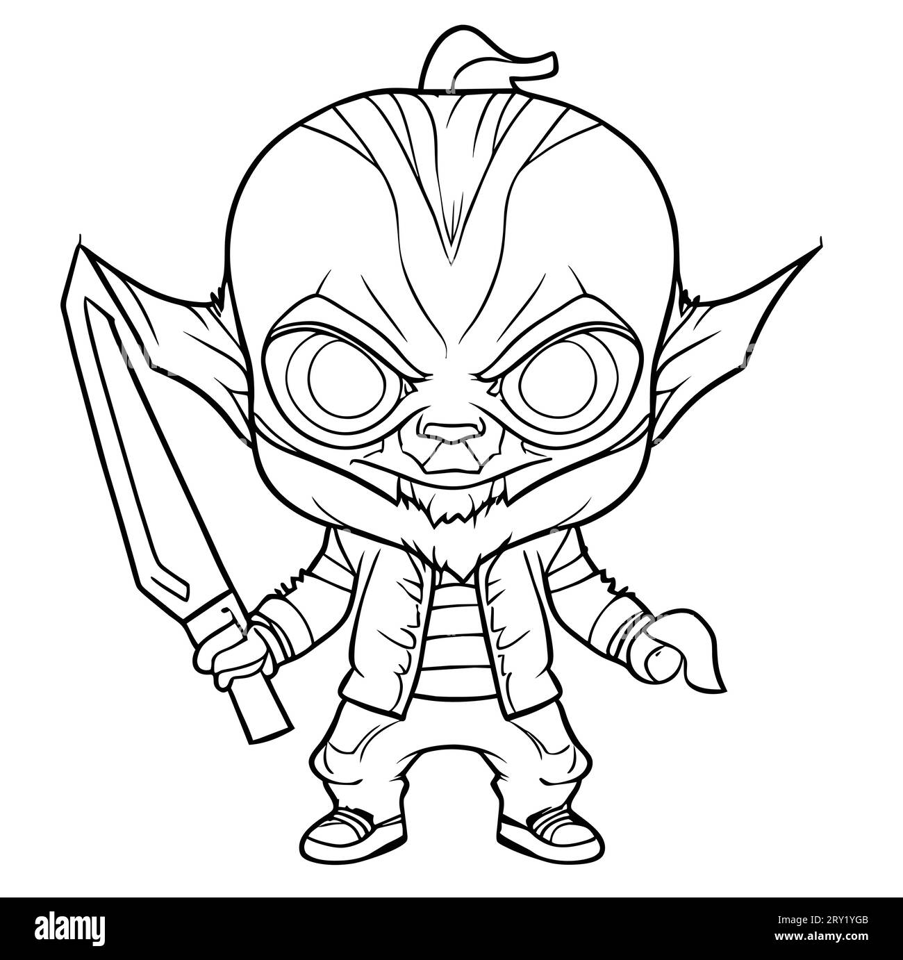 Vampire with knife coloring page vector hi