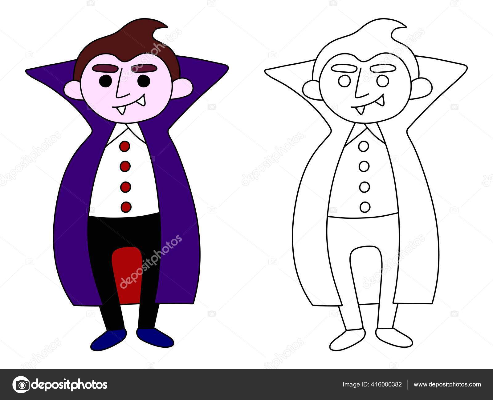 Funny vampire coloring page stock vector illustration smiling cartoon vampire stock vector by funfishyandexru
