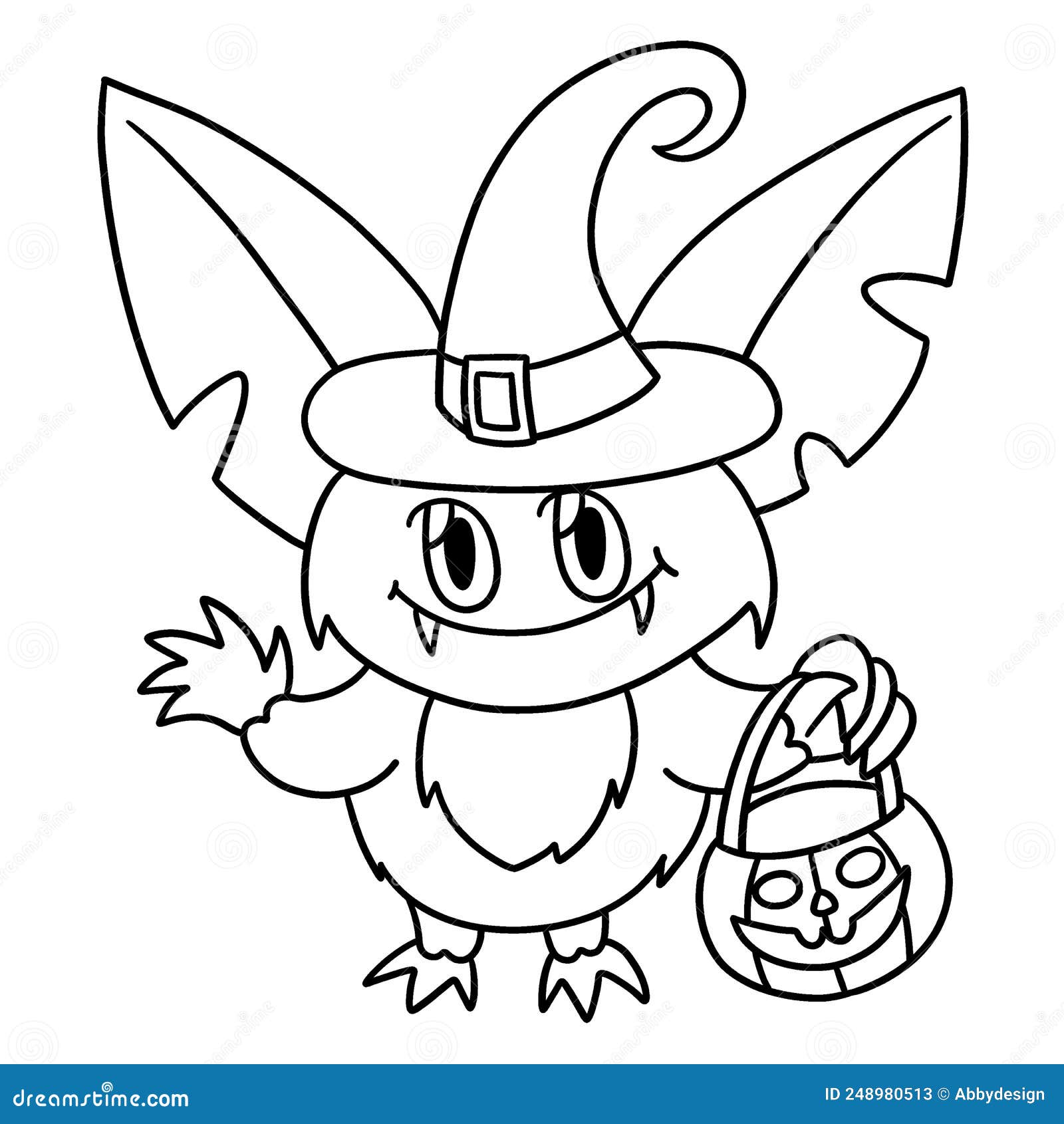 Vampire owl halloween isolated coloring page stock vector