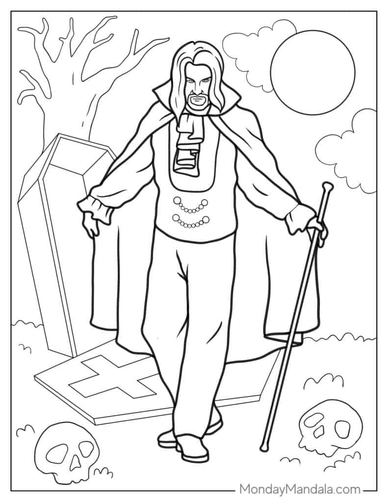 Vampire coloring pages free pdf printables