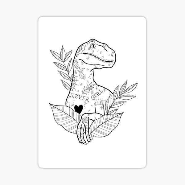Tattooed velociraptor art board print for sale by sfoxtattoos