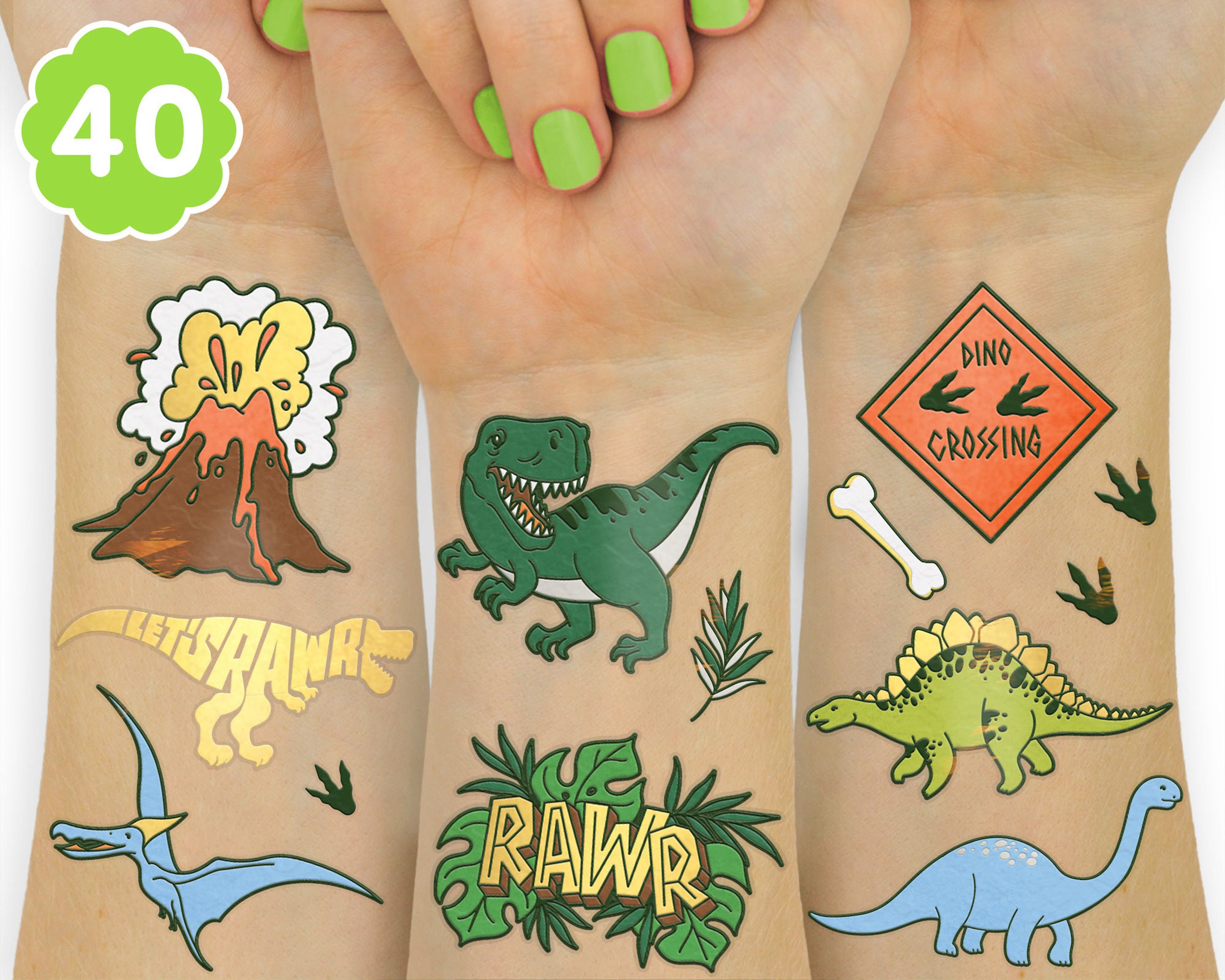 Dinosaur temporary tattoos kids temporary tattoos dinosaur birthday party supplies dinosaur party favors t