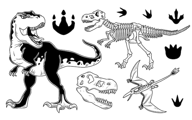 Dinosaur tattoo vectors illustrations for free download